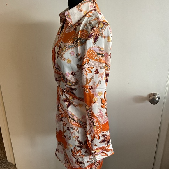NWT Sweet Lemon Orange Floral Mini Dress Size S – Cute Long Sleeve Spring Party - Picture 5 of 8